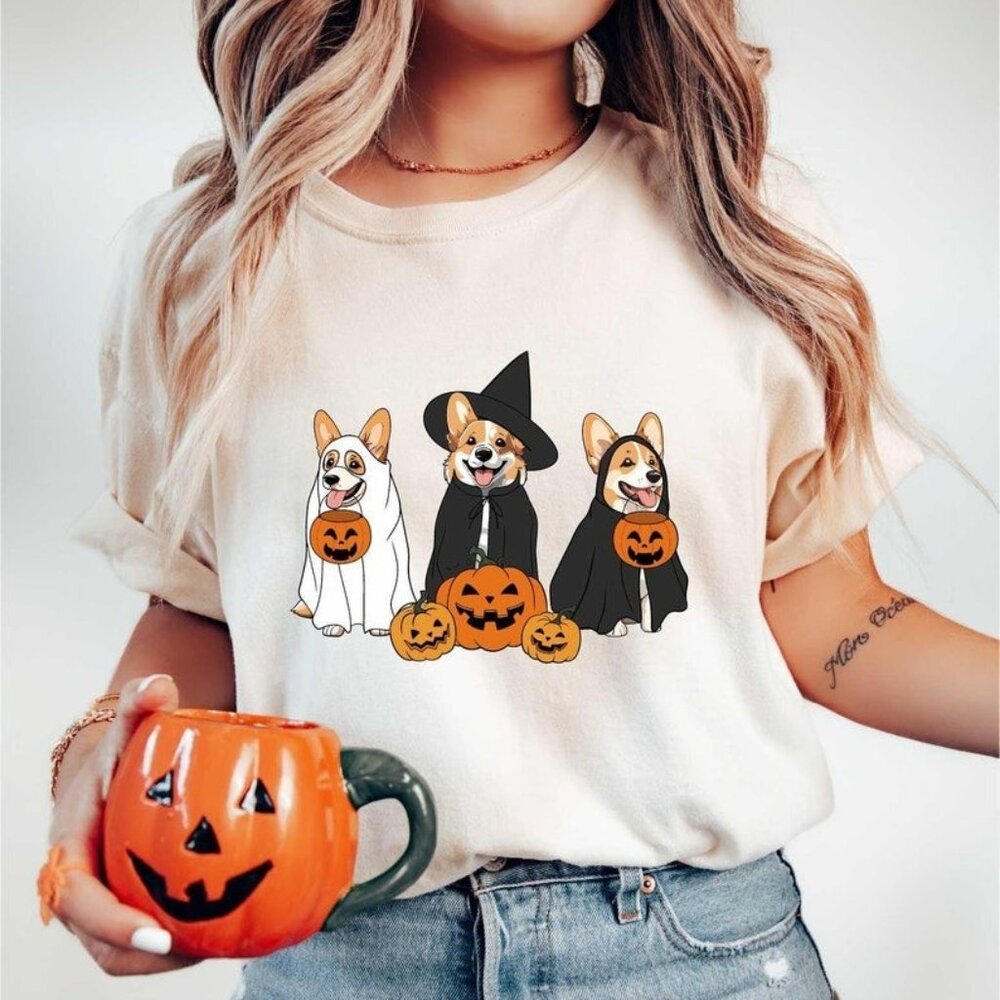 Halloween Dog Shirt, Ghost Dog Shirt, Witch Dog Shirt, Halloween Pumpkin Shirt - Picture 1 of 4